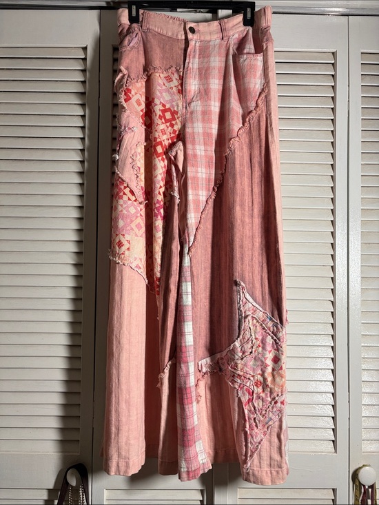 Oli & Hali Pants - Pink Patchwork Maxi Pants-Boho Style No further Discounts